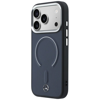 Etui Mercedes Leather 3D MagSafe na iPhone 17 Pro - granatowe