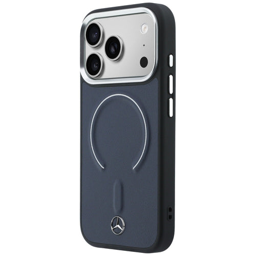 Etui Mercedes Leather 3D MagSafe na iPhone 17 Pro - granatowe