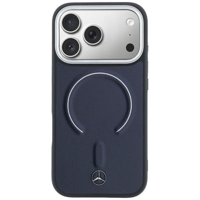Etui Mercedes Leather 3D MagSafe na iPhone 17 Pro Max - granatowe