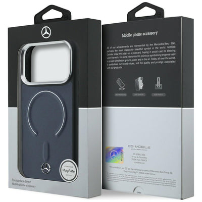 Etui Mercedes Leather 3D MagSafe na iPhone 17 Pro Max - granatowe