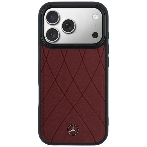 Mercedes Leather with Crossed Lines MagSafe case for iPhone 17 Pro Max - red