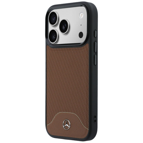 Mercedes Leather Wood Effect and Curve MagSafe case for iPhone 17 Pro - brown