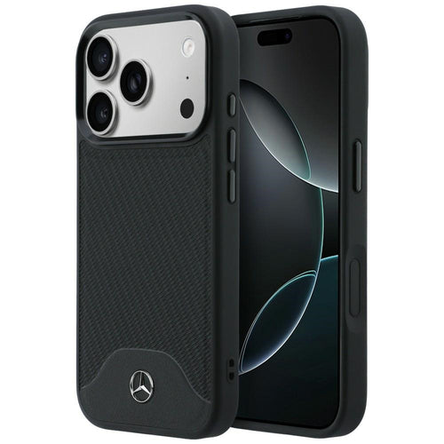 Mercedes Leather Wood Effect and Curve MagSafe case for iPhone 17 Pro Max - black