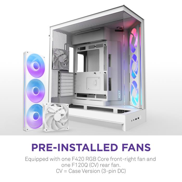 Case NZXT ATX/micro ATX/Mini-ITX/EATX White Midi Tower PC CM-H92FW-R1