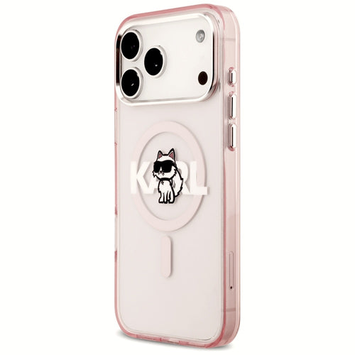 Etui Karl Lagerfeld IML Choupette Sketch Logo MagSafe na iPhone 17 Pro Max - różowe