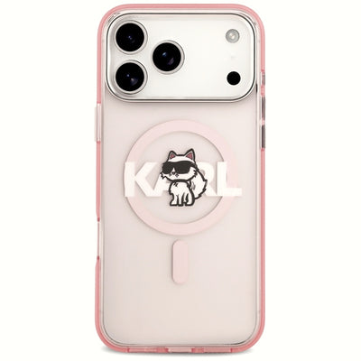 Etui Karl Lagerfeld IML Choupette Sketch Logo MagSafe na iPhone 17 Pro Max - różowe