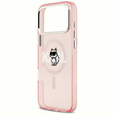 Etui Karl Lagerfeld IML Choupette Sketch Logo MagSafe na iPhone 17 Pro Max - różowe