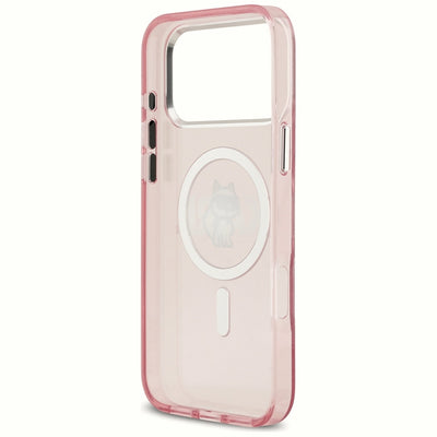 Etui Karl Lagerfeld IML Choupette Sketch Logo MagSafe na iPhone 17 Pro Max - różowe