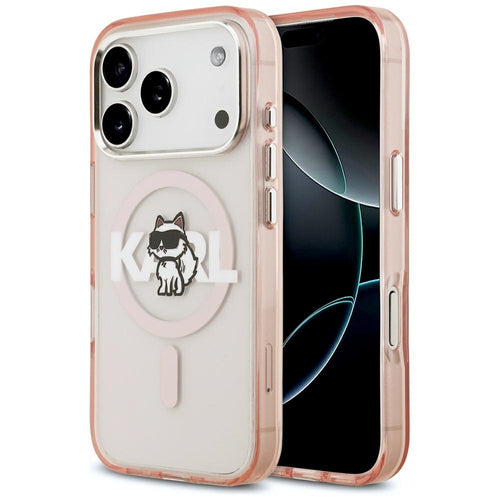 Etui Karl Lagerfeld IML Choupette Sketch Logo MagSafe na iPhone 17 Pro - różowe
