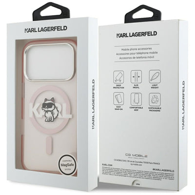 Etui Karl Lagerfeld IML Choupette Sketch Logo MagSafe na iPhone 17 Pro - różowe