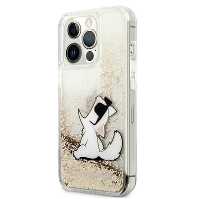 Etui Karl Lagerfeld Liquid Glitter Choupette Fun na iPhone 13 / 13 Pro - przezroczysto-złote