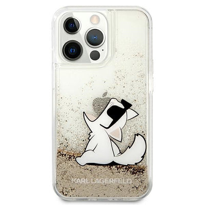Etui Karl Lagerfeld Liquid Glitter Choupette Fun na iPhone 13 / 13 Pro - przezroczysto-złote