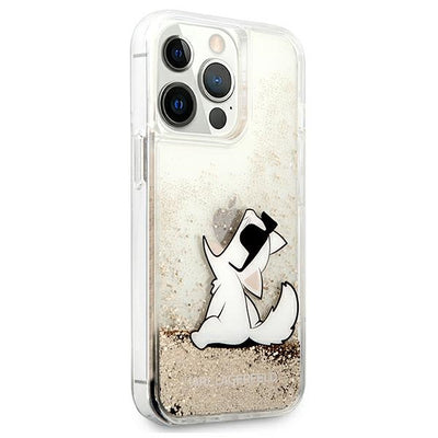 Etui Karl Lagerfeld Liquid Glitter Choupette Fun na iPhone 13 / 13 Pro - przezroczysto-złote