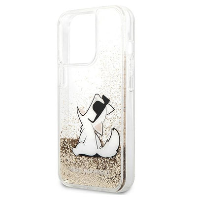 Etui Karl Lagerfeld Liquid Glitter Choupette Fun na iPhone 13 / 13 Pro - przezroczysto-złote