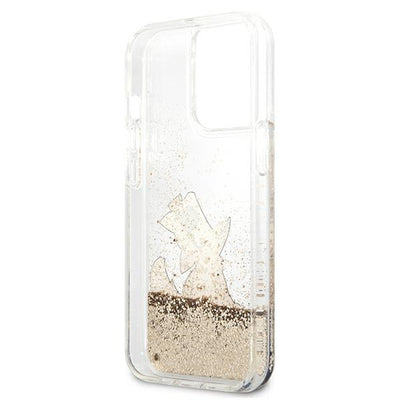 Etui Karl Lagerfeld Liquid Glitter Choupette Fun na iPhone 13 / 13 Pro - przezroczysto-złote