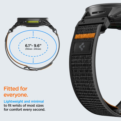 Spigen Athlex Air Strap for Garmin QuickFit 22mm - Black and Orange