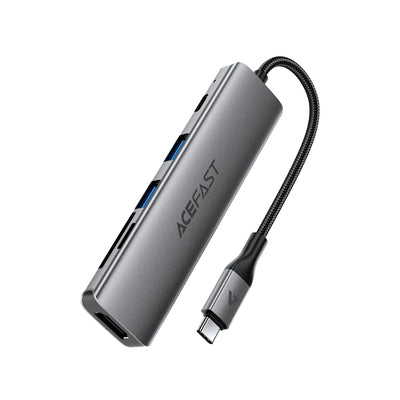 Acefast J18 USB Hub USB-C 6-in-1 HDMI 4K 60Hz PD90W Docking Station - Gray