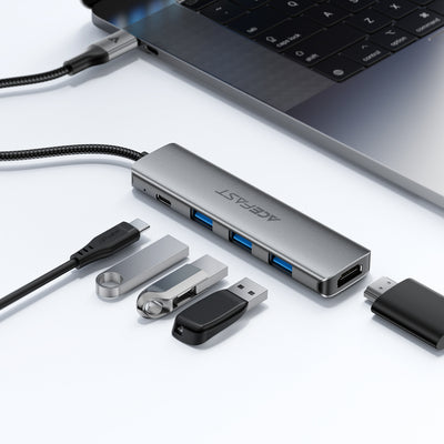 Acefast J16 USB Hub USB-C 5-in-1 HDMI 4K 60Hz PD90W Docking Station - Gray