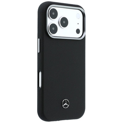 Mercedes Leather Semi Wrap Grill Pattern MagSafe Case for iPhone 17 Pro - Black
