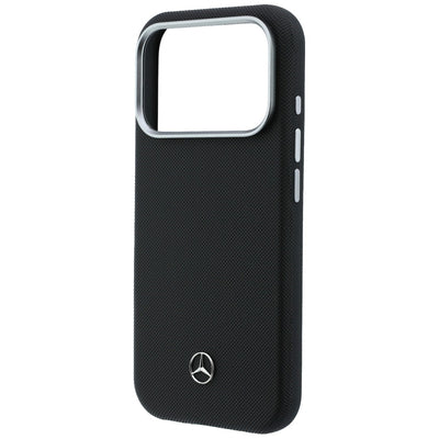 Mercedes Leather Semi Wrap Grill Pattern MagSafe Case for iPhone 17 Pro - Black