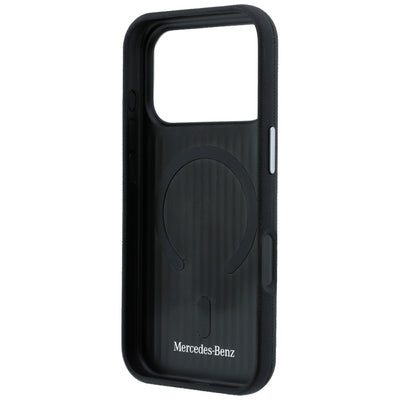 Mercedes Leather Semi Wrap Grill Pattern MagSafe Case for iPhone 17 Pro - Black