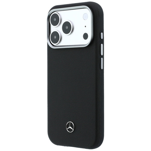 Mercedes Leather Semi Wrap Wood Effect MagSafe Case for iPhone 17 Pro Max - Black