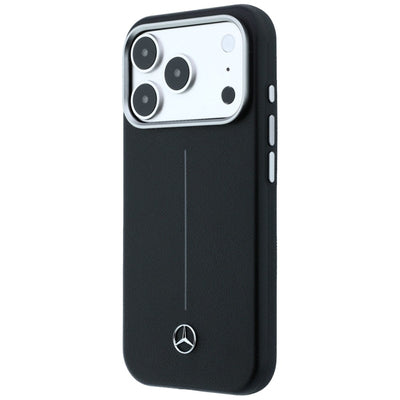 Mercedes Leather Semi Wrap Iconic Line MagSafe Case for iPhone 17 Pro Max - Black