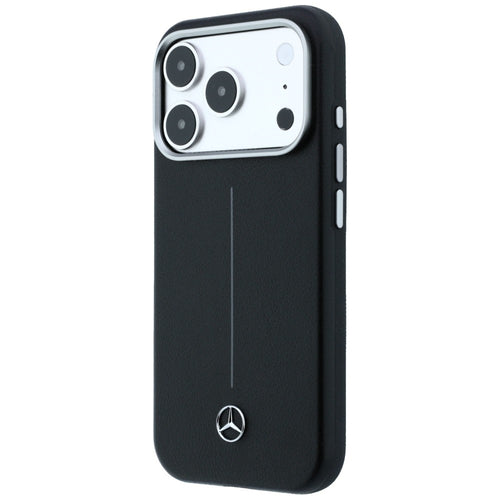 Mercedes Leather Semi Wrap Iconic Line MagSafe Case for iPhone 17 Pro Max - Black