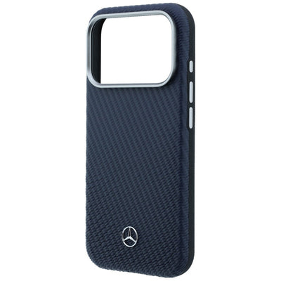 Mercedes Leather Semi Wrap Wood Effect MagSafe Case for iPhone 17 Pro - Navy Blue