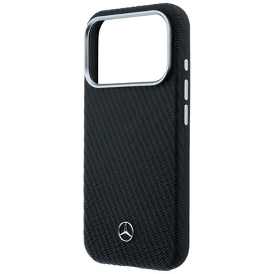 Mercedes Leather Semi Wrap Wood Effect MagSafe Case for iPhone 17 Pro Max - Black