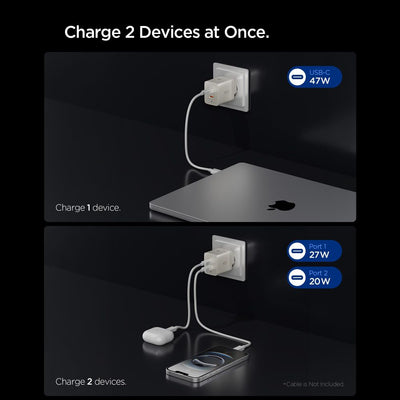 Spigen Essential EE472EU-GAN 2-Port 47W Wall Charger - Titanium