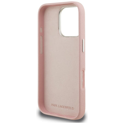 Karl Lagerfeld FW Grained Signature Logo iPhone 16 Pro Case - Pink