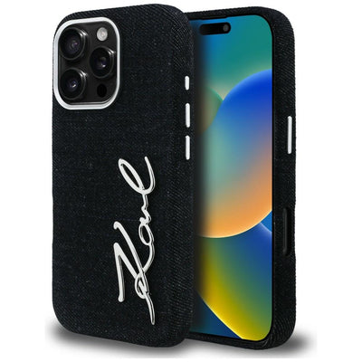 Karl Lagerfeld FW Jeans Signature Logo iPhone 16 Pro Case - Black