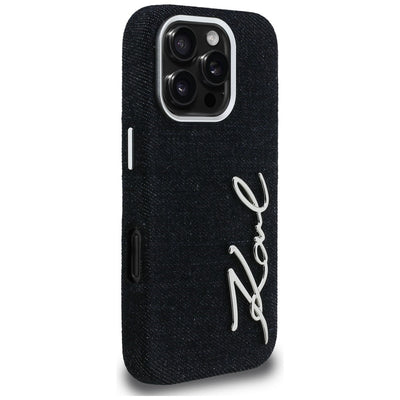 Karl Lagerfeld FW Jeans Signature Logo iPhone 16 Pro Max Case - Black
