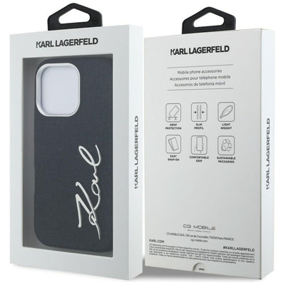 Karl Lagerfeld FW Jeans Signature Logo iPhone 16 Pro Max Case - Black
