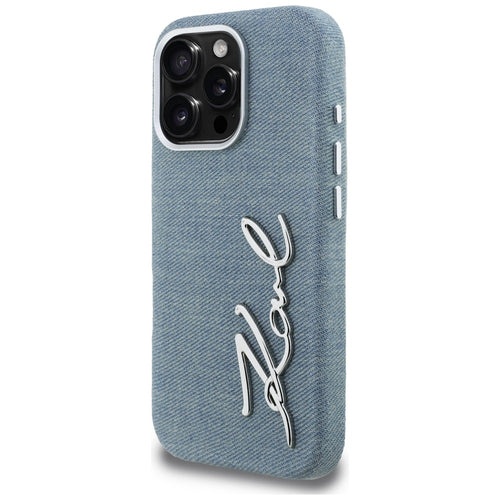 Karl Lagerfeld FW Jeans Signature Logo iPhone 16 Pro Max Case - Blue