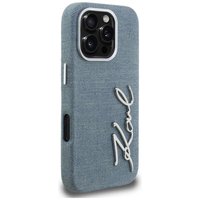 Karl Lagerfeld FW Jeans Signature Logo iPhone 16 Pro Case - Blue