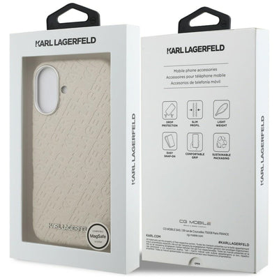 Karl Lagerfeld FW Stamped Karl MagSafe iPhone 16 Case - Beige