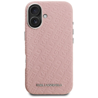Karl Lagerfeld FW Stamped Karl MagSafe iPhone 16 Case - Pink