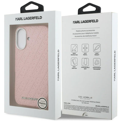 Karl Lagerfeld FW Stamped Karl MagSafe iPhone 16 Case - Pink