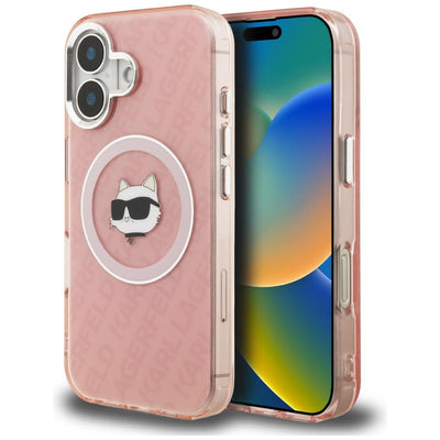 Karl Lagerfeld IML Choupette Head Logo MagSafe iPhone 16 Case - Pink