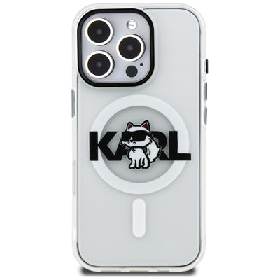 Karl Lagerfeld IML Choupette Sketch Logo MagSafe Case for iPhone 16 Pro Max - Clear