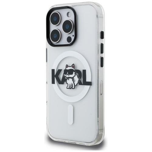 Karl Lagerfeld IML Choupette Sketch Logo MagSafe Case for iPhone 16 Pro - Clear