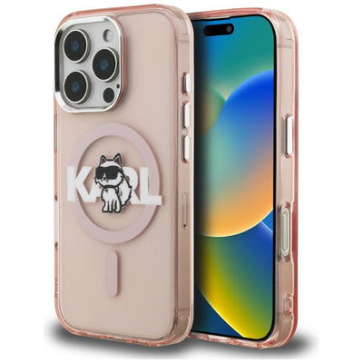 Karl Lagerfeld IML Choupette Sketch Logo MagSafe Case for iPhone 16 Pro - Pink