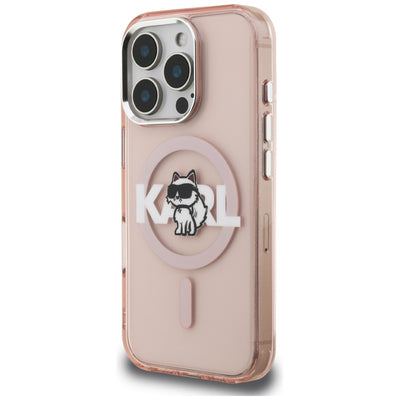 Karl Lagerfeld IML Choupette Sketch Logo MagSafe Case for iPhone 16 Pro - Pink