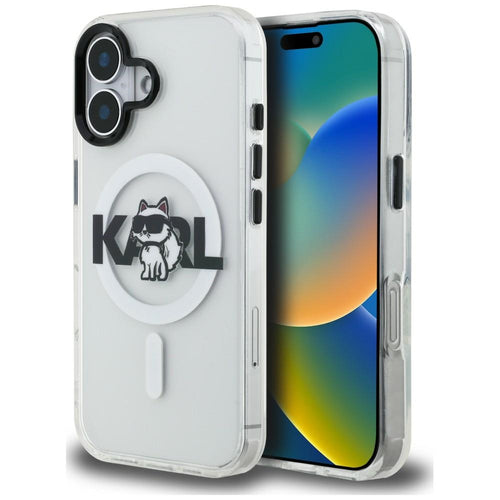 Karl Lagerfeld IML Choupette Sketch Logo MagSafe iPhone 16 Case - Clear