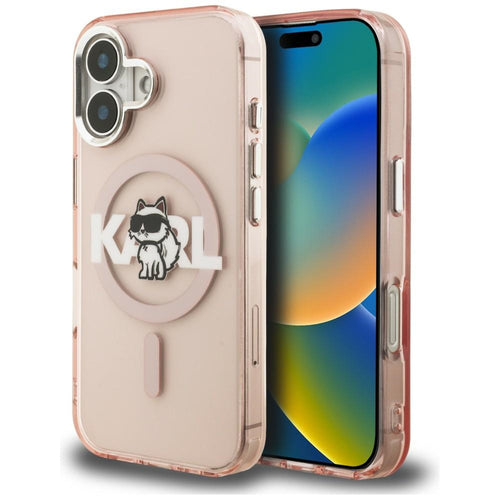 Karl Lagerfeld IML Choupette Sketch Logo MagSafe iPhone 16 Case - Pink