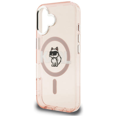 Karl Lagerfeld IML Choupette Sketch Logo MagSafe iPhone 16 Case - Pink