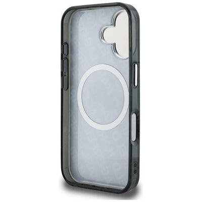 Karl Lagerfeld IML Glitter Karl &amp; Choupette Heads Logo MagSafe Case for iPhone 16 - Black