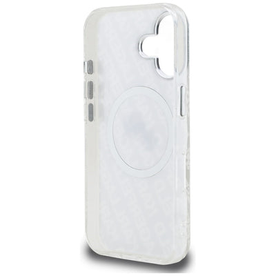 Karl Lagerfeld IML Glitter Karl &amp; Choupette Heads Logo MagSafe iPhone 16 Case - Gray